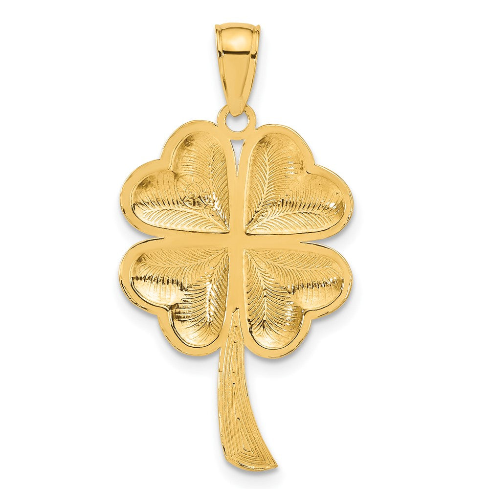 Alternate view of the 14k Yellow Gold Polished Heart Leaf Clover Pendant, 17mm (5/8 inch) by The Black Bow Jewelry Co.