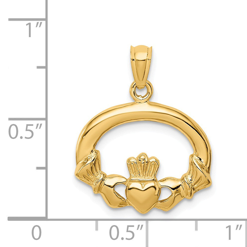 Alternate view of the 14k Yellow Gold Oval Claddagh Pendant, 18mm (11/16 inch) by The Black Bow Jewelry Co.
