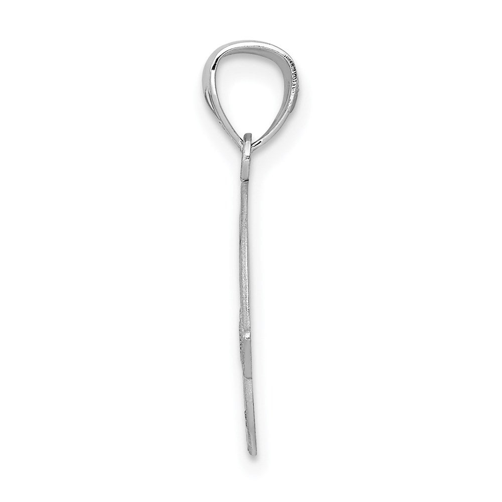 Alternate view of the 14k White Gold Satin & Diamond Cut Flat Claddagh Pendant, 14mm by The Black Bow Jewelry Co.