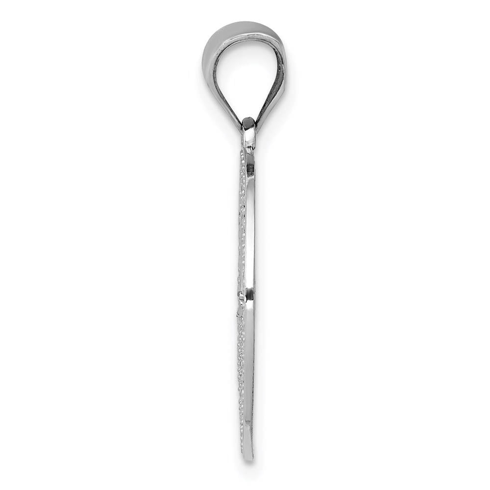 Alternate view of the 14k White Gold Textured Peace Symbol Pendant, 19mm (3/4 inch) by The Black Bow Jewelry Co.