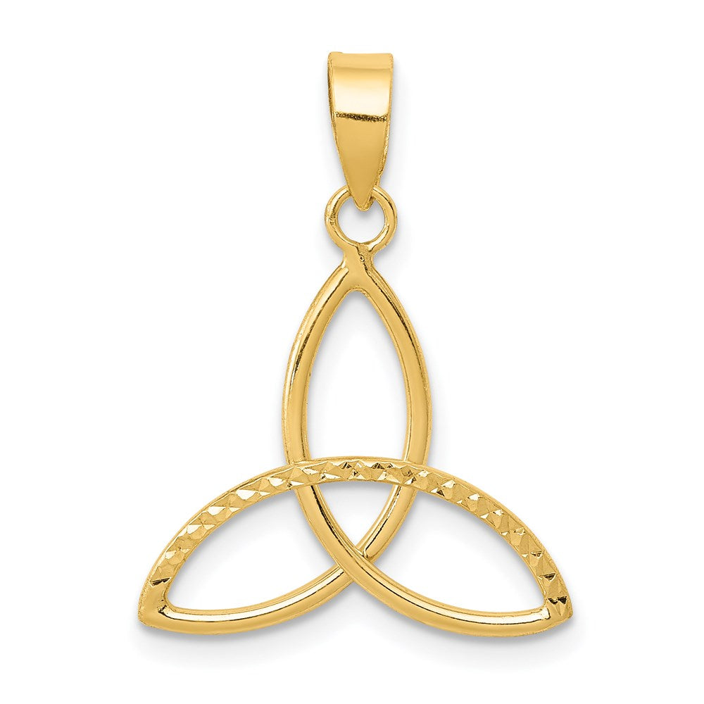 14k Yellow Gold Polished & Diamond Cut Trinity Pendant, 17mm (5/8 in), Item P26540 by The Black Bow Jewelry Co.