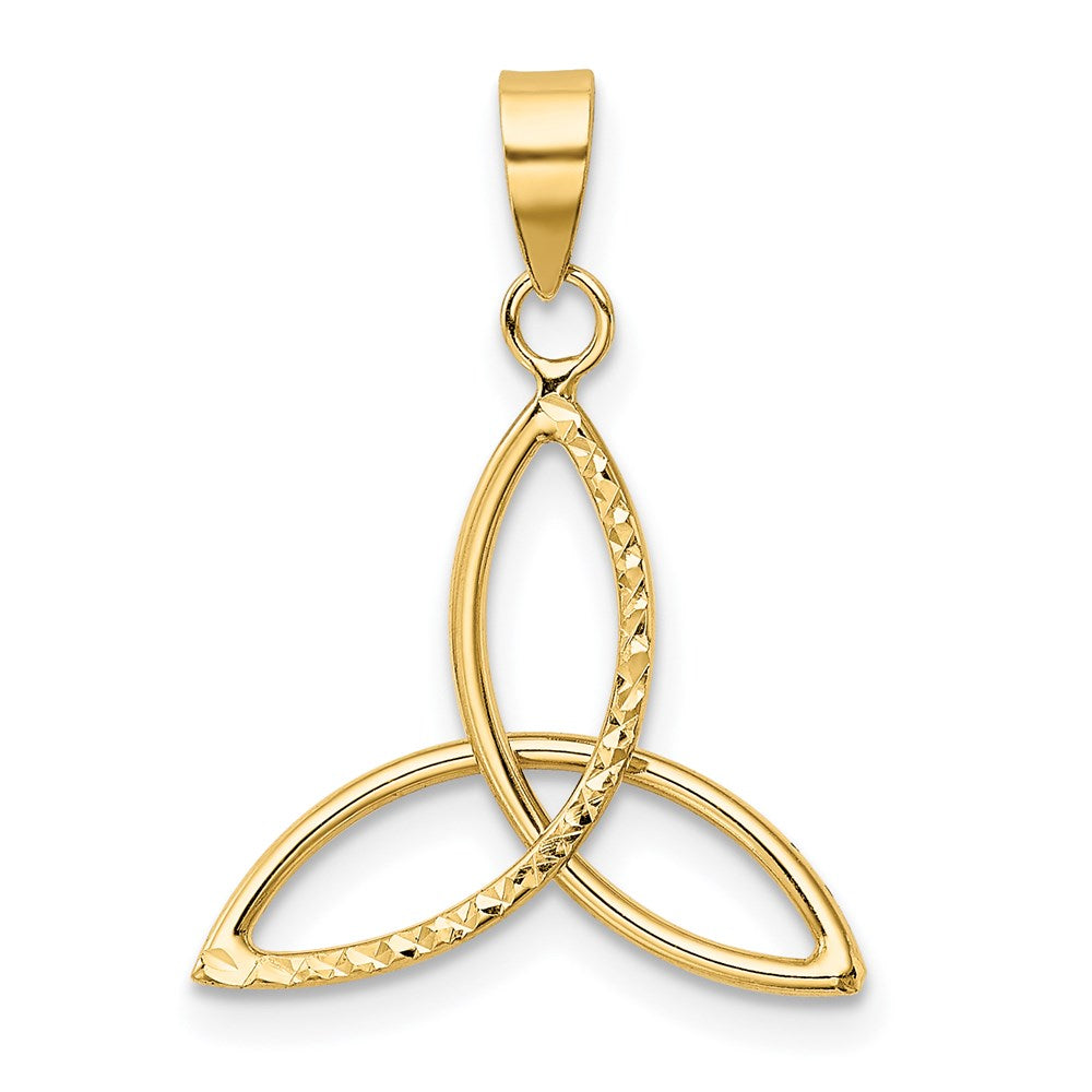 Alternate view of the 14k Yellow Gold Polished & Diamond Cut Trinity Pendant, 17mm (5/8 in) by The Black Bow Jewelry Co.