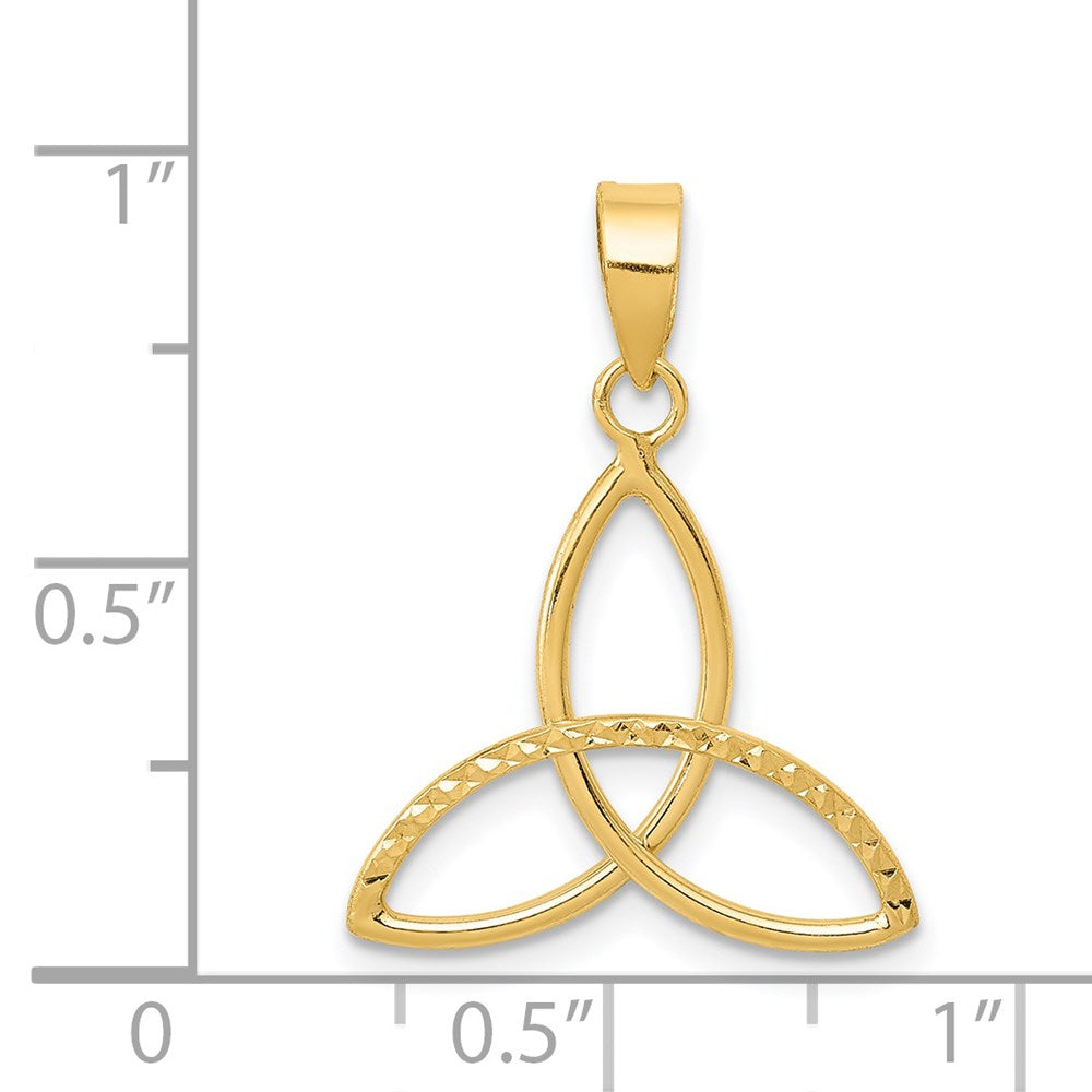 Alternate view of the 14k Yellow Gold Polished & Diamond Cut Trinity Pendant, 17mm (5/8 in) by The Black Bow Jewelry Co.