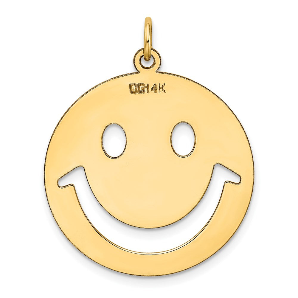 Alternate view of the 14k Yellow Gold Polished Cutout Smiley Face Pendant, 25mm (1 inch) by The Black Bow Jewelry Co.