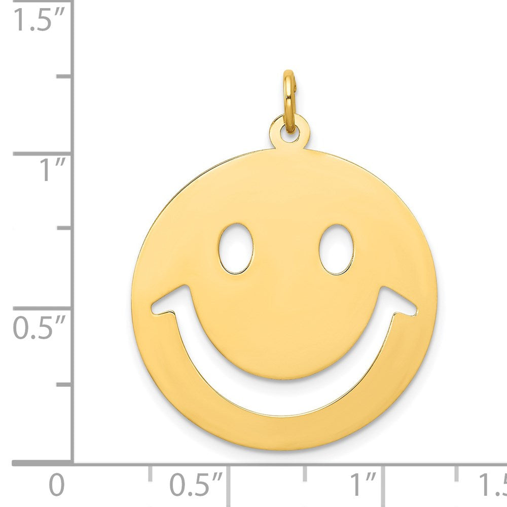 Alternate view of the 14k Yellow Gold Polished Cutout Smiley Face Pendant, 25mm (1 inch) by The Black Bow Jewelry Co.