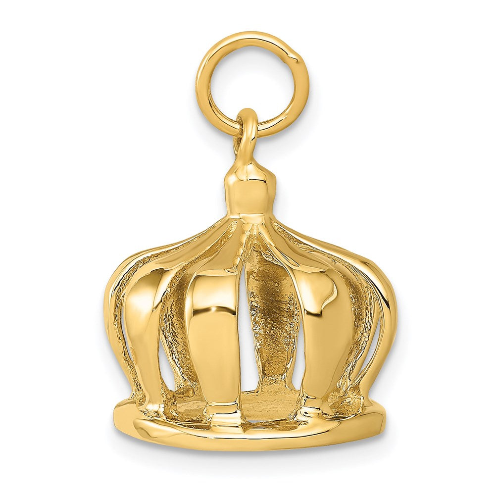 Alternate view of the 14k Yellow Gold 3D Crown Charm or Pendant, 14mm (9/16 inch) by The Black Bow Jewelry Co.