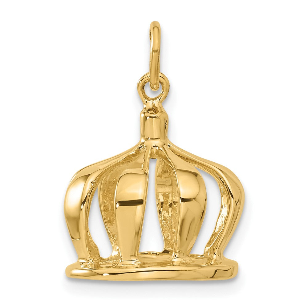Alternate view of the 14k Yellow Gold 3D Crown Charm or Pendant, 14mm (9/16 inch) by The Black Bow Jewelry Co.