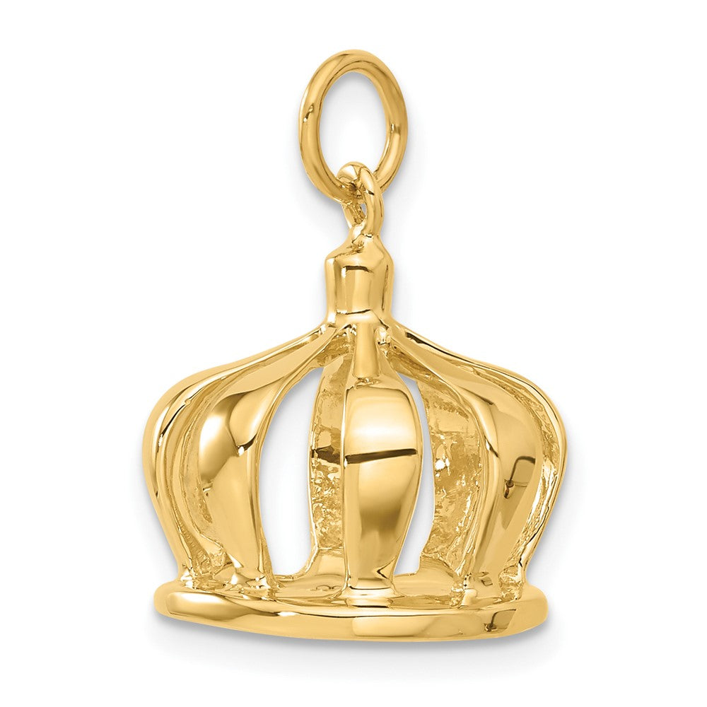 Alternate view of the 14k Yellow Gold 3D Crown Charm or Pendant, 14mm (9/16 inch) by The Black Bow Jewelry Co.
