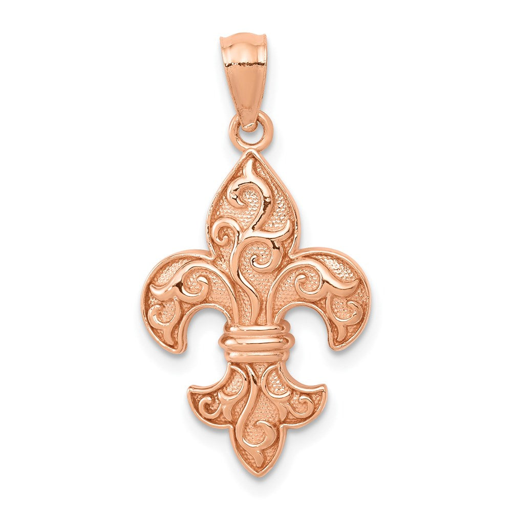 14k Rose Gold Fleur De Lis Pendant, 14mm (9/16 inch), Item P26549 by The Black Bow Jewelry Co.