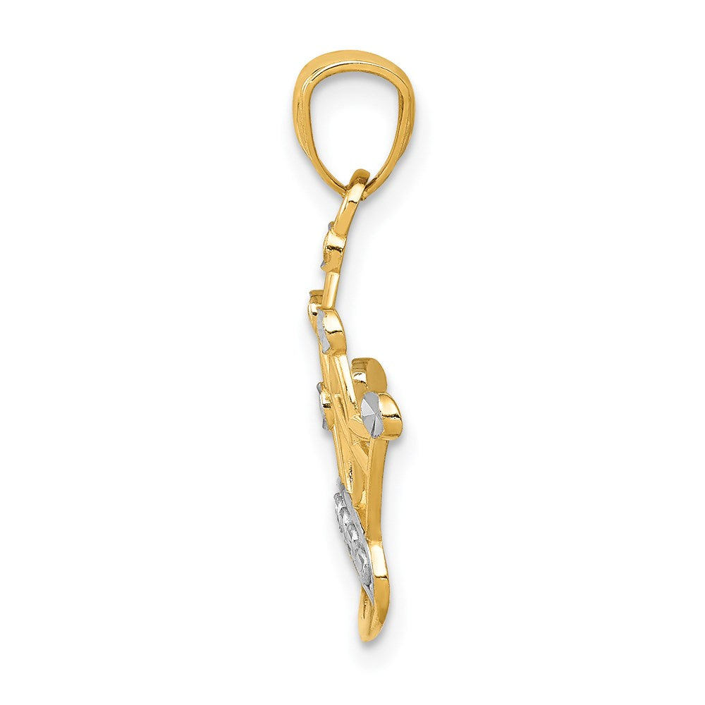 Alternate view of the 14k Yellow Gold and White Rhodium Crown Pendant, 20mm (3/4 inch) by The Black Bow Jewelry Co.