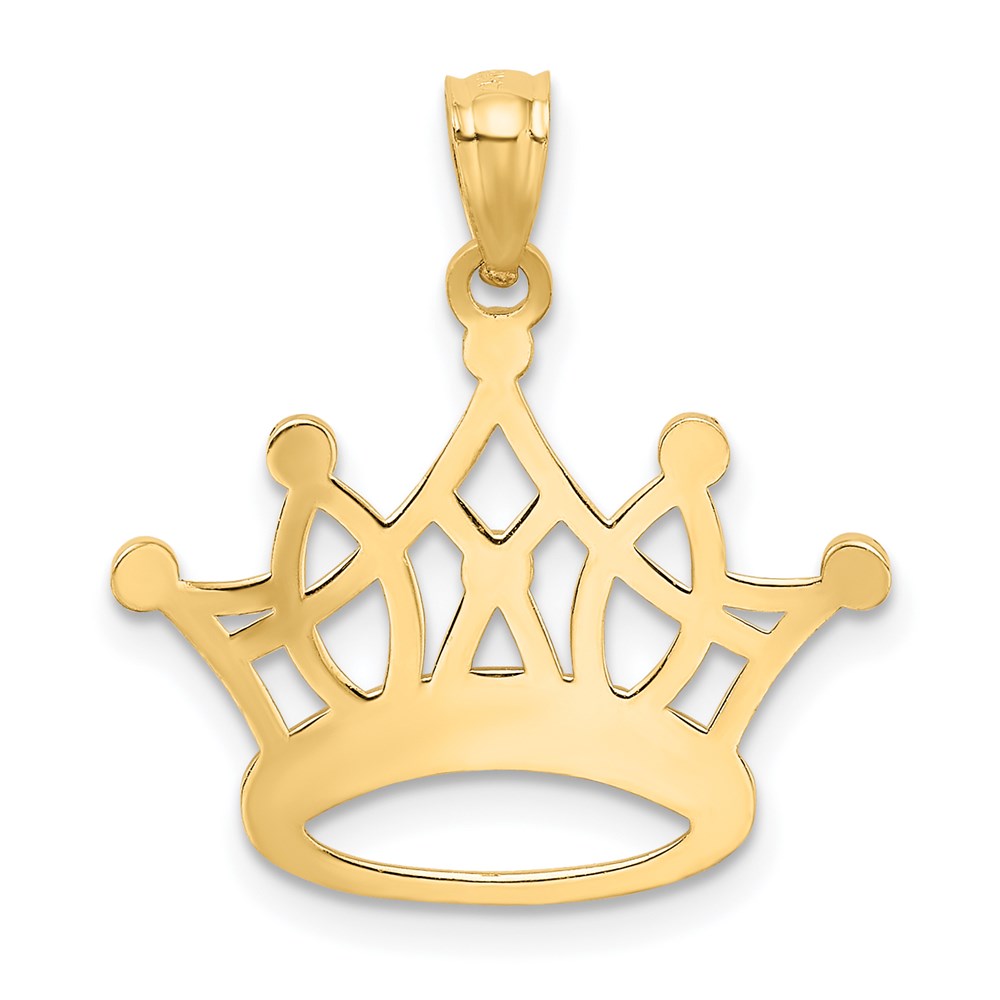 Alternate view of the 14k Yellow Gold and White Rhodium Crown Pendant, 20mm (3/4 inch) by The Black Bow Jewelry Co.