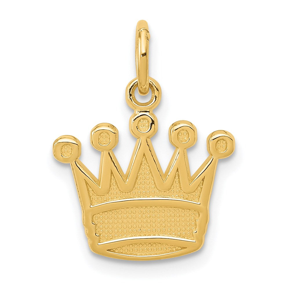 14k Yellow Gold Flat Kings Crown Charm or Pendant, 13mm (1/2 inch), Item P26559 by The Black Bow Jewelry Co.