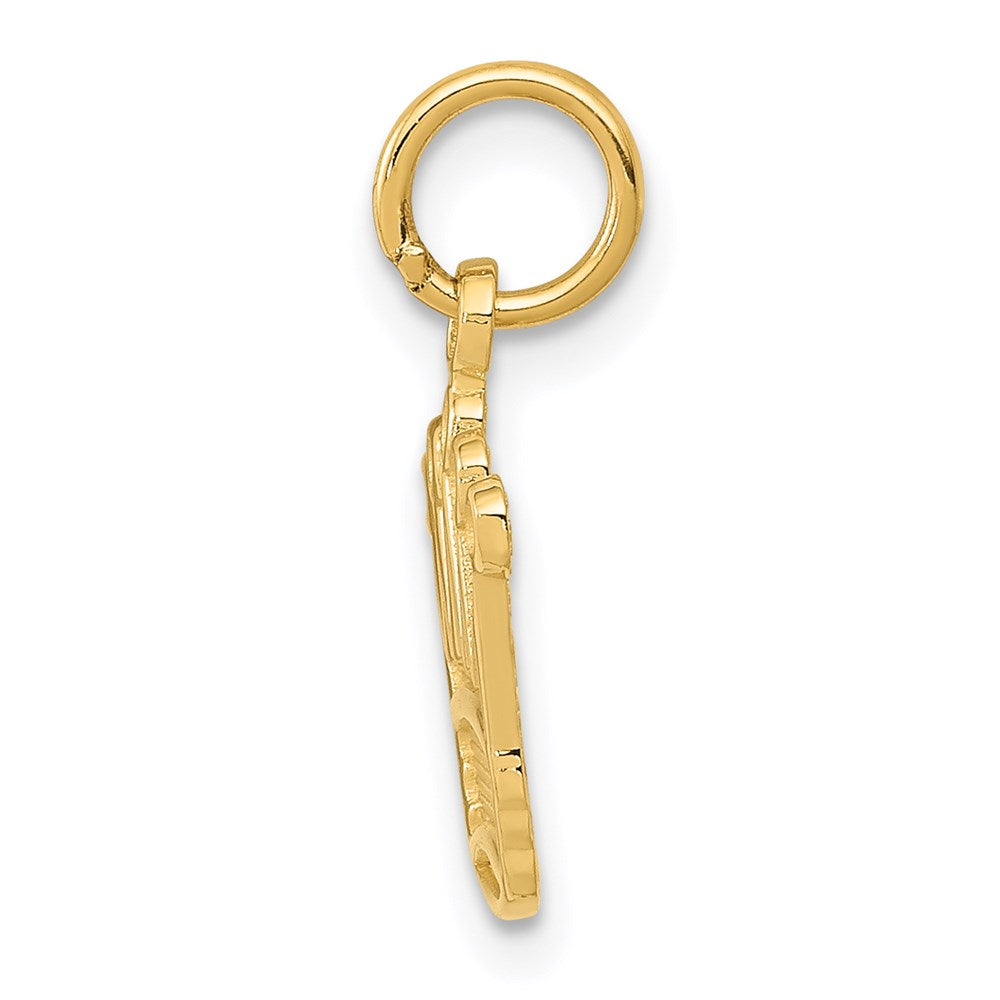 Alternate view of the 14k Yellow Gold Flat Kings Crown Charm or Pendant, 13mm (1/2 inch) by The Black Bow Jewelry Co.