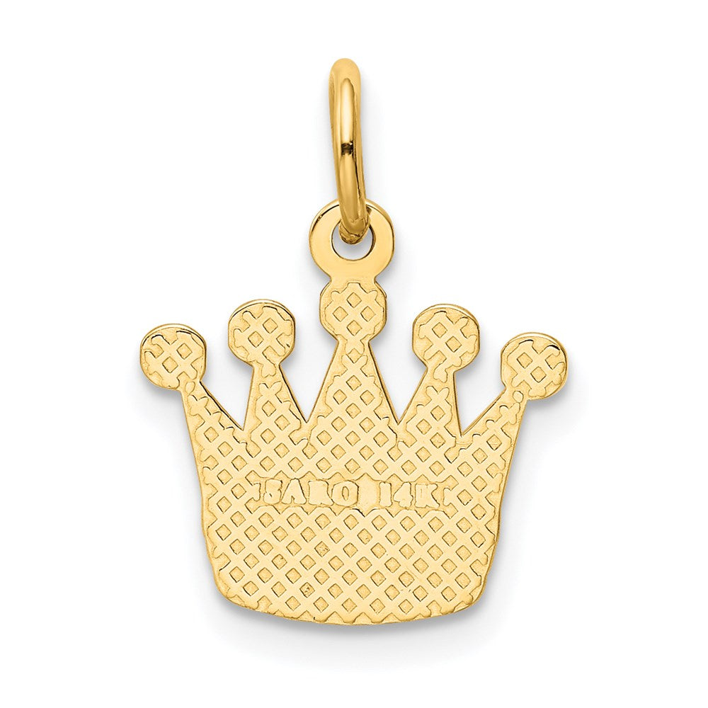 Alternate view of the 14k Yellow Gold Flat Kings Crown Charm or Pendant, 13mm (1/2 inch) by The Black Bow Jewelry Co.
