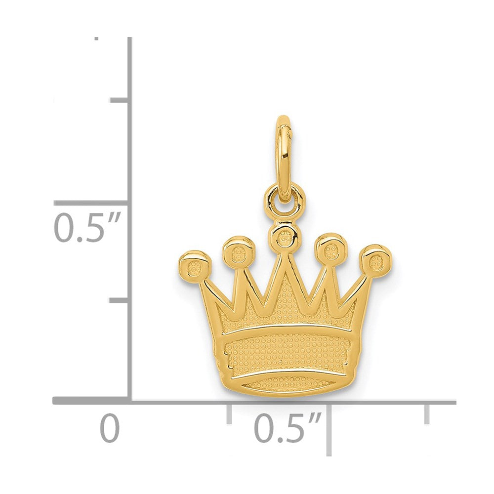 Alternate view of the 14k Yellow Gold Flat Kings Crown Charm or Pendant, 13mm (1/2 inch) by The Black Bow Jewelry Co.