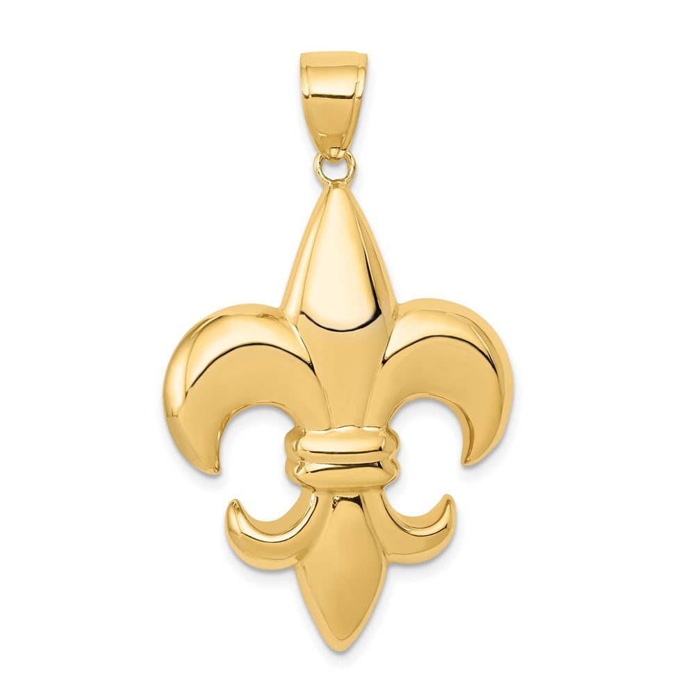 14k Yellow Gold Large Fleur De Lis Pendant, 26mm (1 inch), Item P26566 by The Black Bow Jewelry Co.