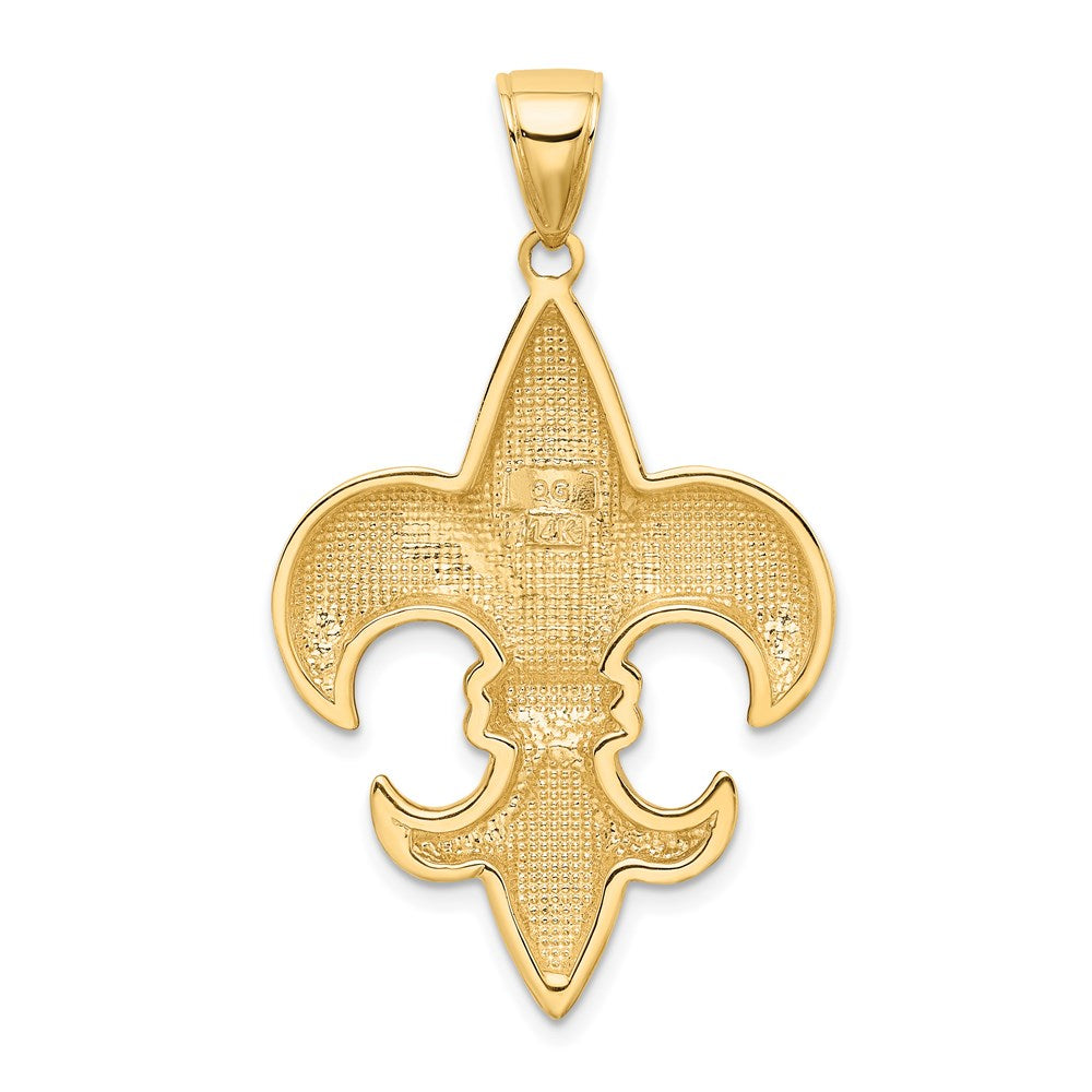 Alternate view of the 14k Yellow Gold Large Fleur De Lis Pendant, 26mm (1 inch) by The Black Bow Jewelry Co.