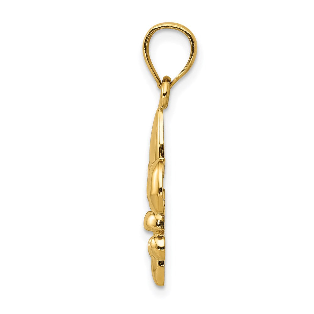 Alternate view of the 14k Yellow Gold Polished 2D Fleur De Lis Pendant, 14mm (9/16 inch) by The Black Bow Jewelry Co.