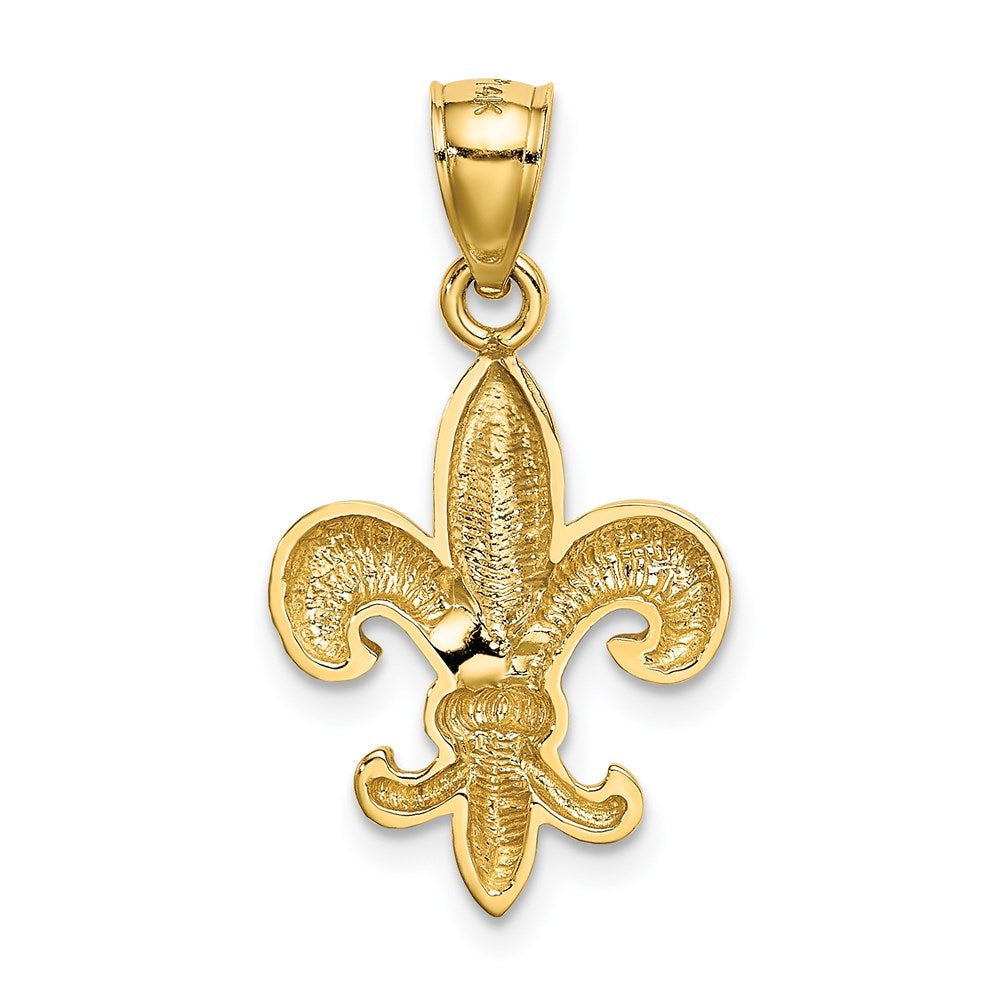 Alternate view of the 14k Yellow Gold Polished 2D Fleur De Lis Pendant, 14mm (9/16 inch) by The Black Bow Jewelry Co.