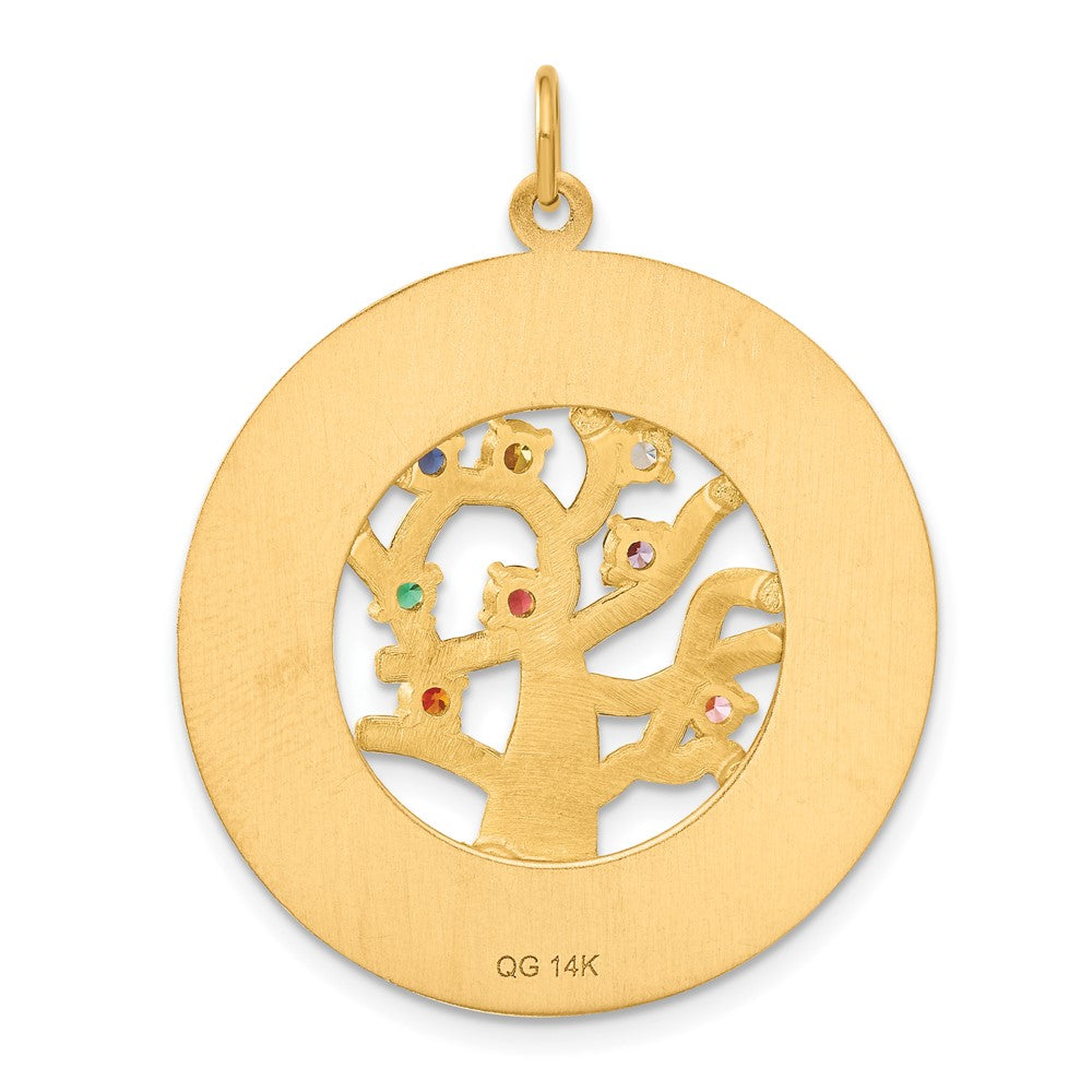 Alternate view of the 14k Yellow Gold & CZ Tree of Life Circle Pendant, 29mm (1 1/8 inch) by The Black Bow Jewelry Co.