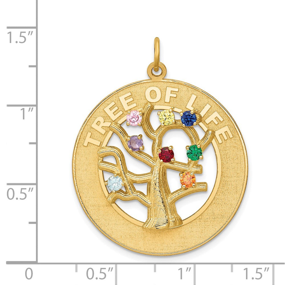 Alternate view of the 14k Yellow Gold & CZ Tree of Life Circle Pendant, 29mm (1 1/8 inch) by The Black Bow Jewelry Co.