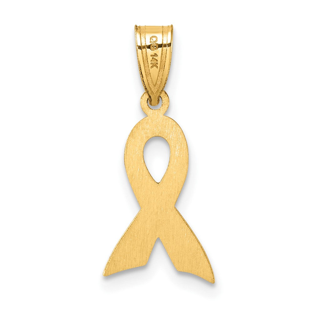 Alternate view of the 14k Yellow Gold & Yellow Enameled Awareness Ribbon Pendant, 10mm by The Black Bow Jewelry Co.