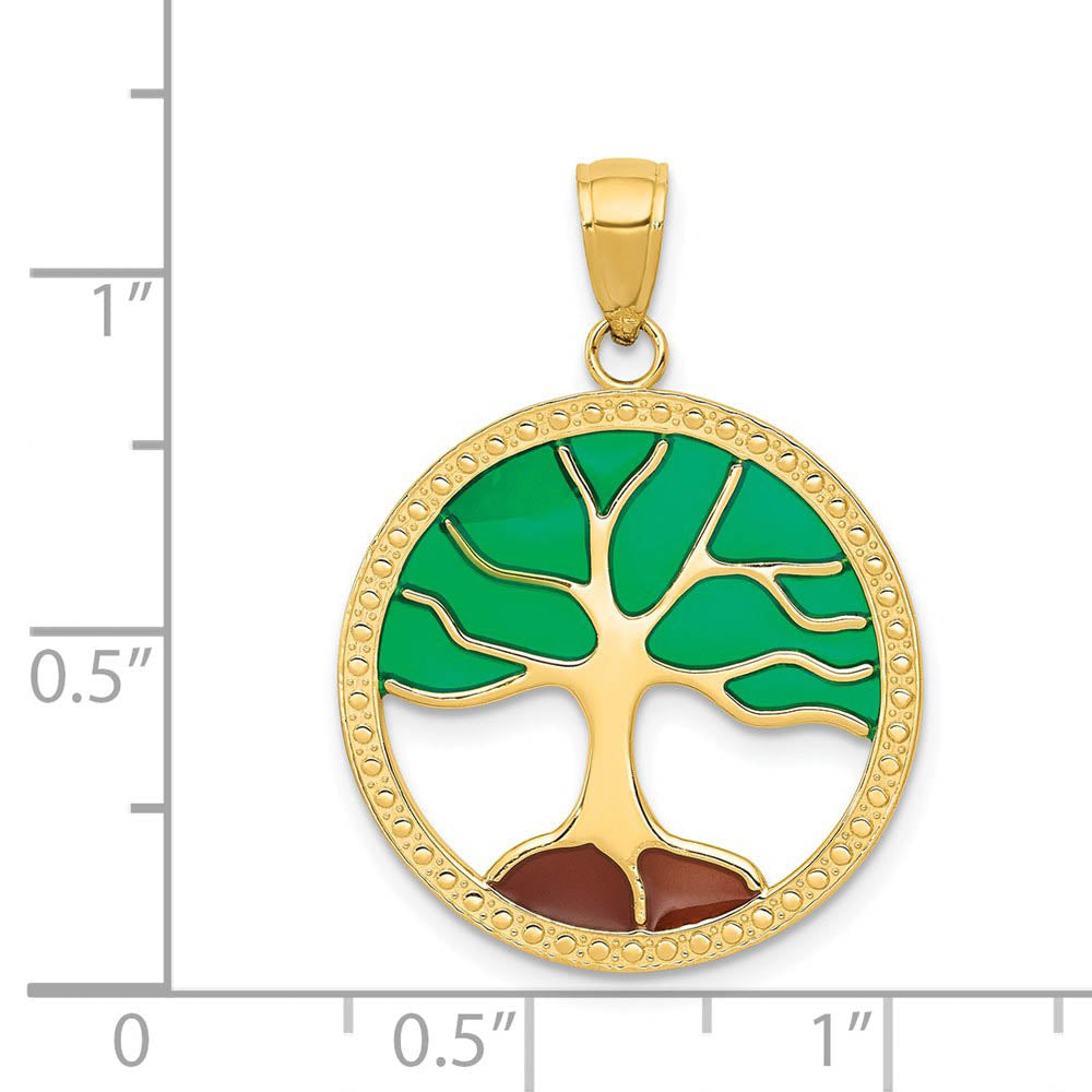 Alternate view of the 14k Yellow Gold & Enameled Round Tree of Life Pendant, 21mm by The Black Bow Jewelry Co.