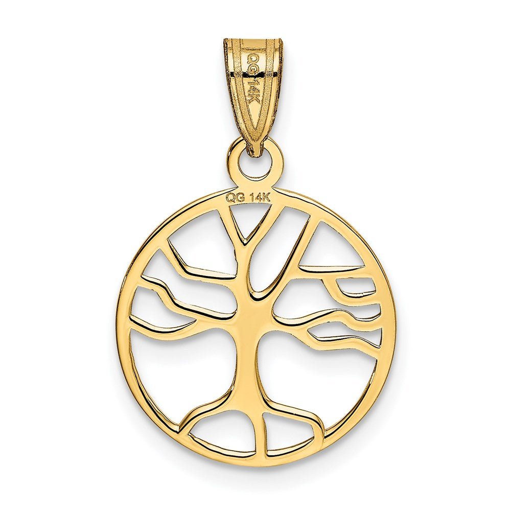 Alternate view of the 14k Yellow Gold Round Framed Tree of Life Pendant, 15mm (9/16 inch) by The Black Bow Jewelry Co.