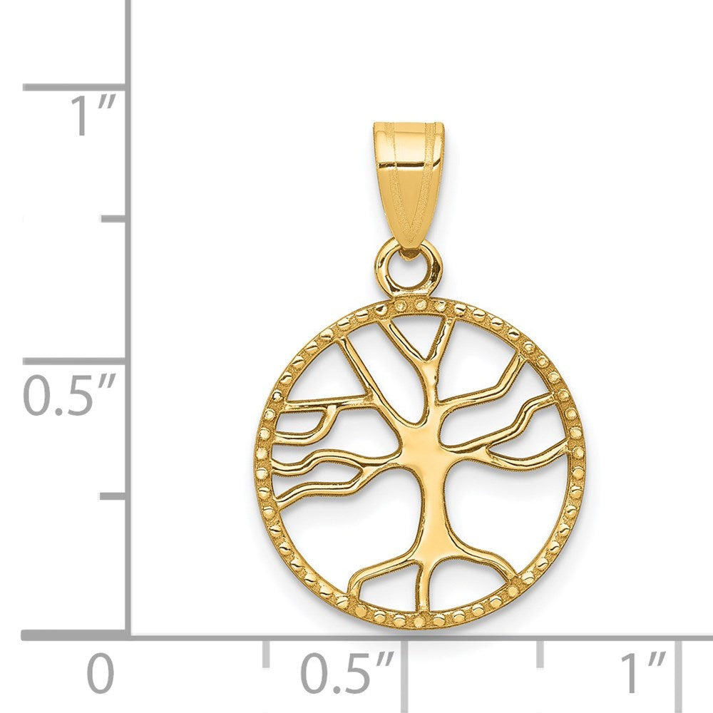 Alternate view of the 14k Yellow Gold Round Framed Tree of Life Pendant, 15mm (9/16 inch) by The Black Bow Jewelry Co.