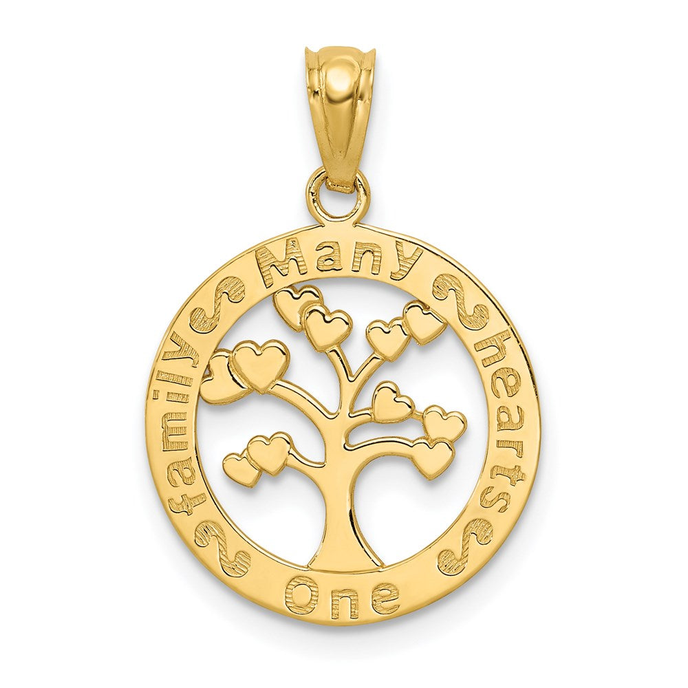 14k Yellow Gold One Family Many Hearts Tree of Life Pendant, 16mm, Item P26581 by The Black Bow Jewelry Co.