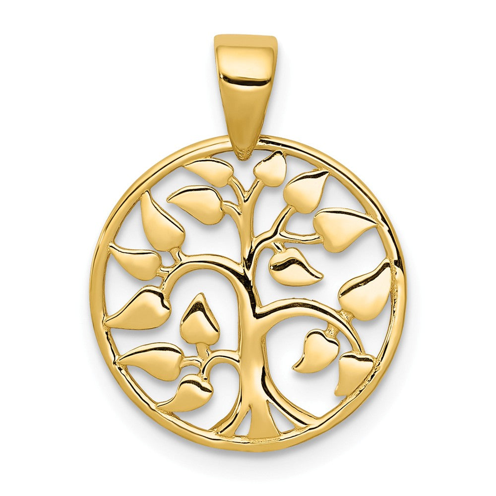 14k Yellow Gold Heart Leaf Tree of Life Pendant, 15mm (9/16 inch), Item P26582 by The Black Bow Jewelry Co.