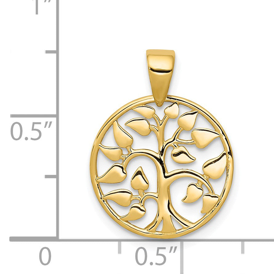 Alternate view of the 14k Yellow Gold Heart Leaf Tree of Life Pendant, 15mm (9/16 inch) by The Black Bow Jewelry Co.