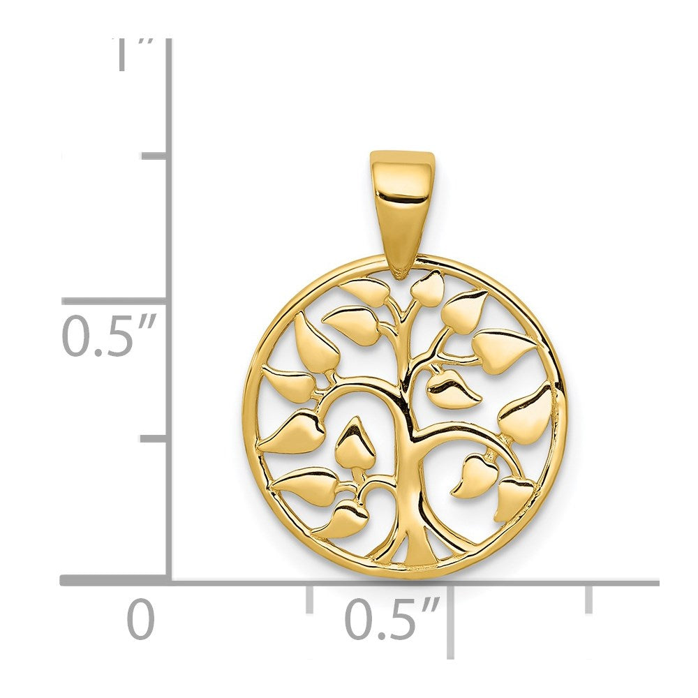 Alternate view of the 14k Yellow Gold Heart Leaf Tree of Life Pendant, 15mm (9/16 inch) by The Black Bow Jewelry Co.
