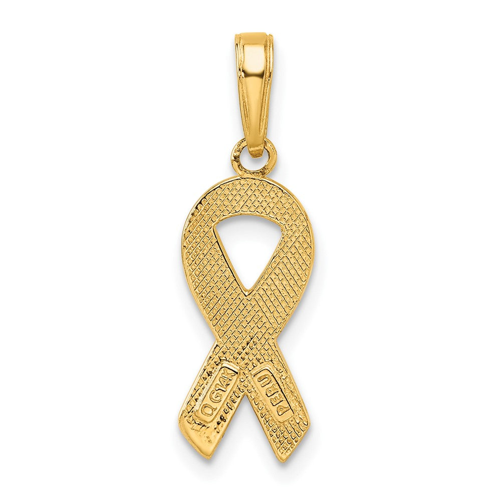 Alternate view of the 14k Yellow Gold & Pink Enamel Awareness Ribbon Pendant, 8mm (5/16 in) by The Black Bow Jewelry Co.