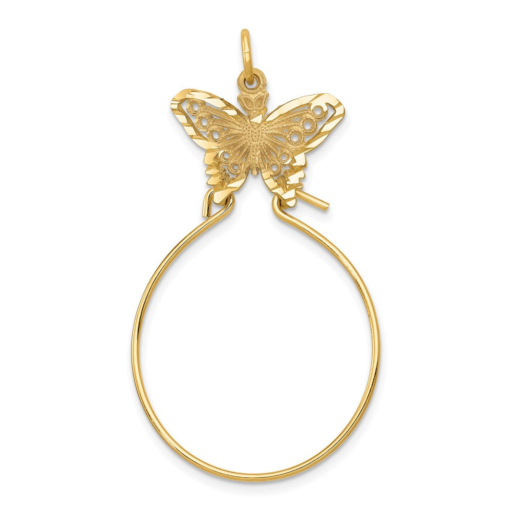 14k Yellow Gold Butterfly Charm Holder Pendant, 20mm (3/4 inch), Item P26593 by The Black Bow Jewelry Co.