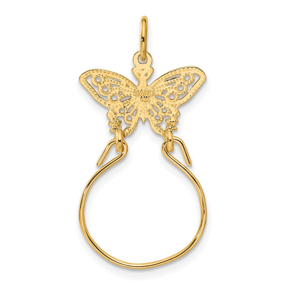 Alternate view of the 14k Yellow Gold Butterfly Charm Holder Pendant, 20mm (3/4 inch) by The Black Bow Jewelry Co.