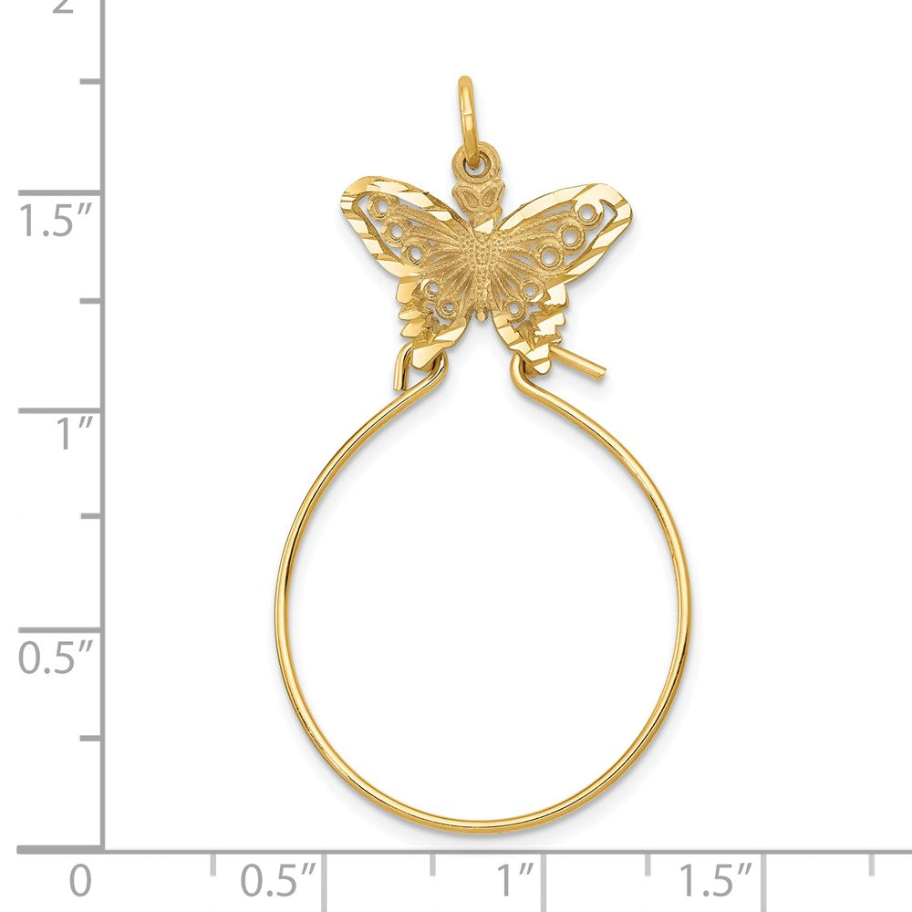 Alternate view of the 14k Yellow Gold Butterfly Charm Holder Pendant, 20mm (3/4 inch) by The Black Bow Jewelry Co.