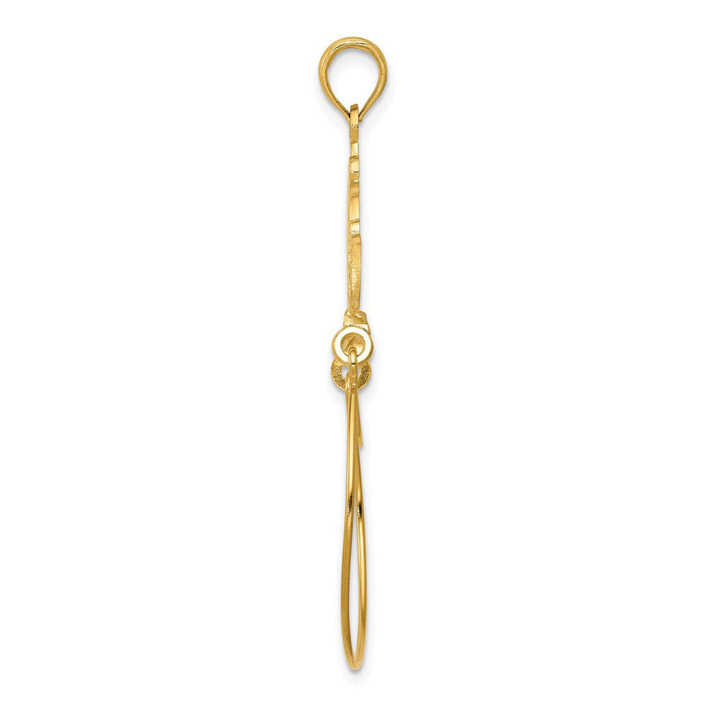 Alternate view of the 14k Yellow Gold Decorated Ribbon Charm Holder Pendant, 28mm (1 1/8 in) by The Black Bow Jewelry Co.