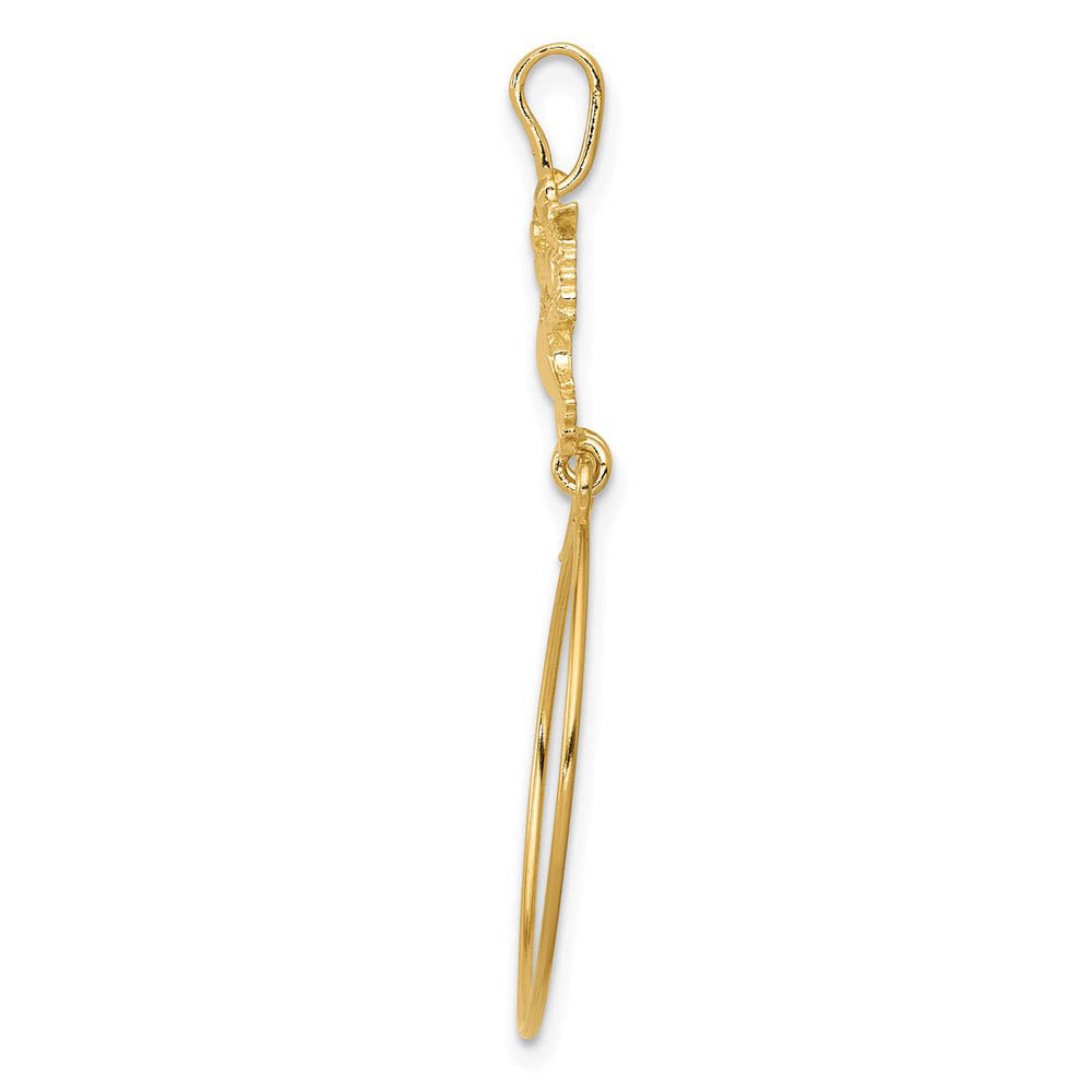 Alternate view of the 14k Yellow Gold Doves and Flower Charm Holder Pendant, 25mm (1 inch) by The Black Bow Jewelry Co.