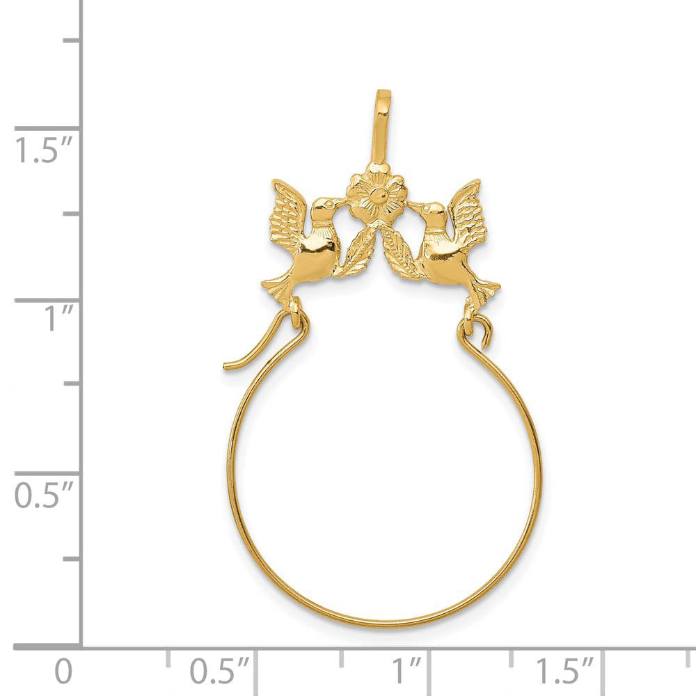 Alternate view of the 14k Yellow Gold Doves and Flower Charm Holder Pendant, 25mm (1 inch) by The Black Bow Jewelry Co.