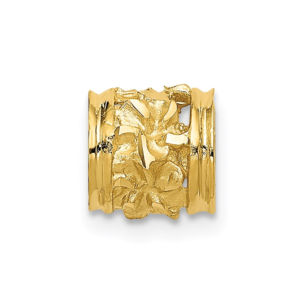 Alternate view of the 14k Yellow Gold Diamond-Cut Mini Plumeria Barrel Chain Slide, 7mm by The Black Bow Jewelry Co.