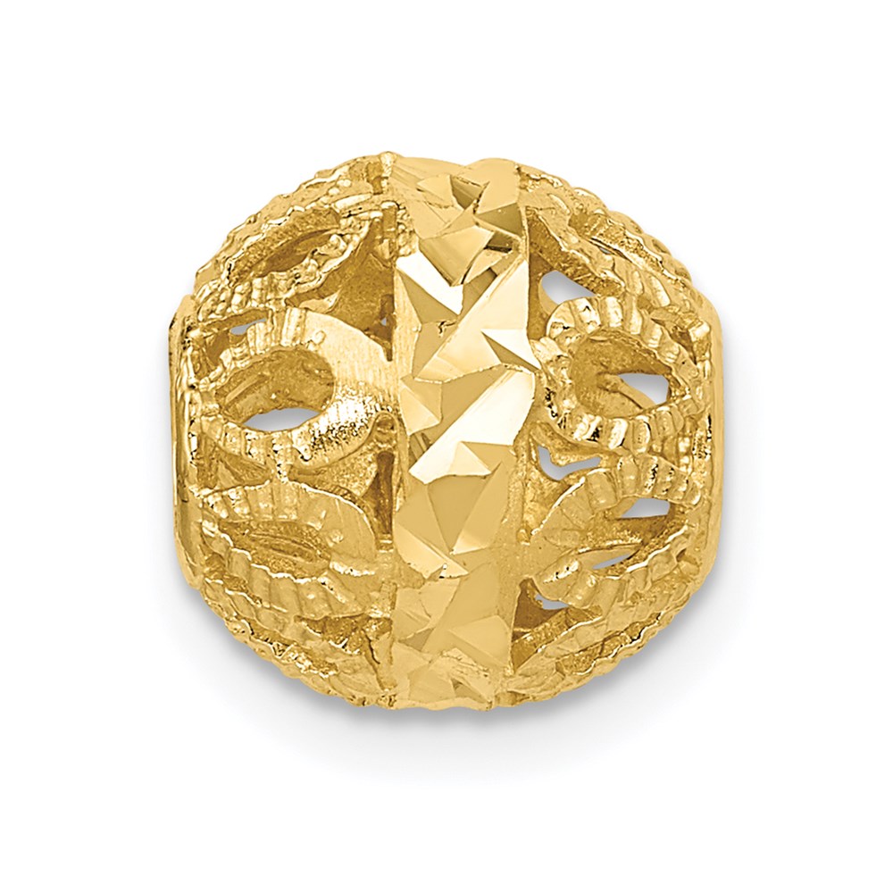 Alternate view of the 14K Yellow Gold Diamond-Cut Filigree Ball Chain Slide, 10mm (3/8 inch) by The Black Bow Jewelry Co.