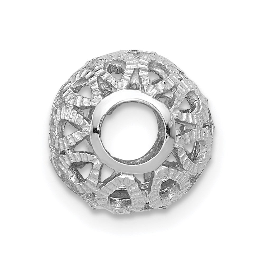 Alternate view of the 14k White Gold Diamond-Cut Filigree Ball Chain Slide, 10mm (3/8 inch) by The Black Bow Jewelry Co.