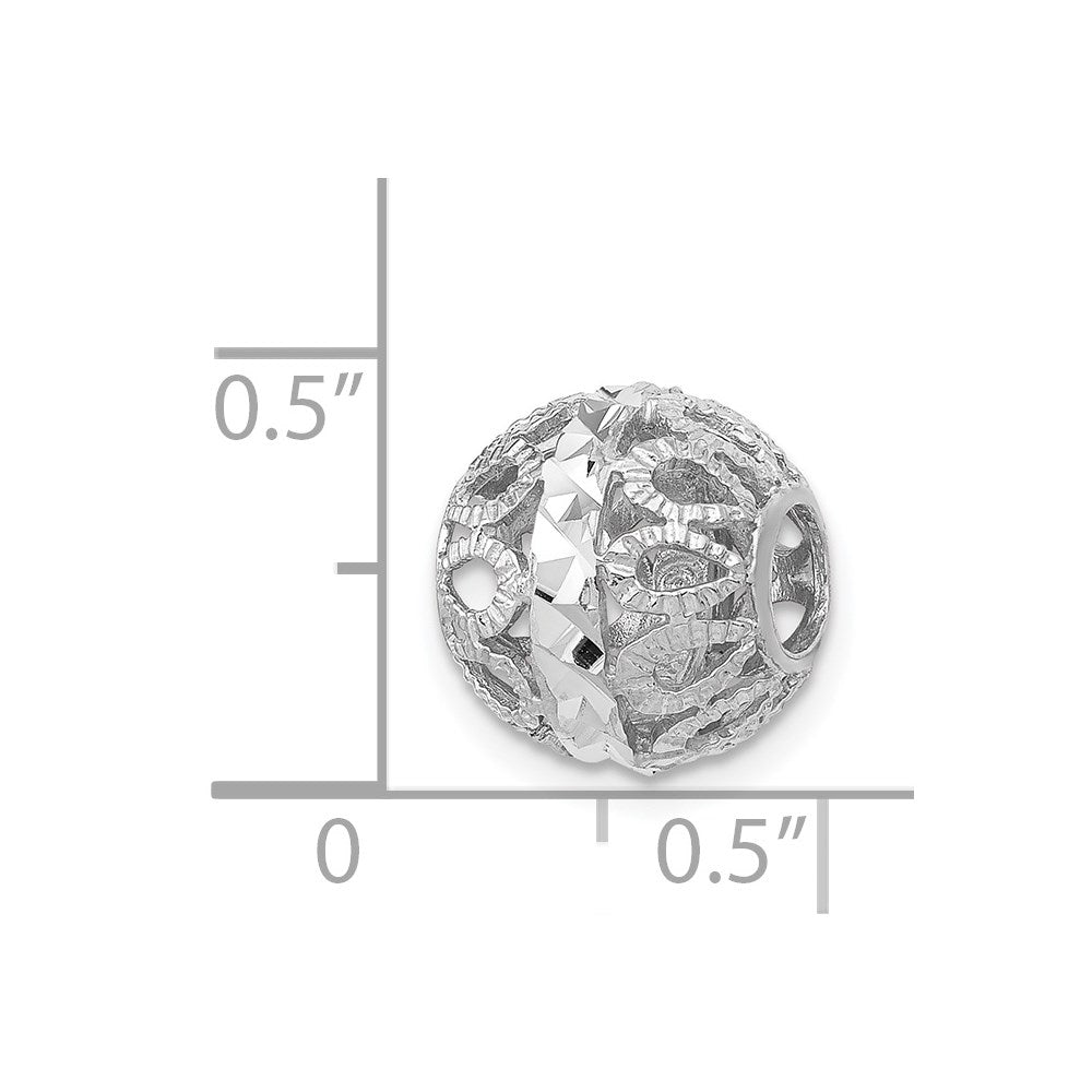 Alternate view of the 14k White Gold Diamond-Cut Filigree Ball Chain Slide, 10mm (3/8 inch) by The Black Bow Jewelry Co.