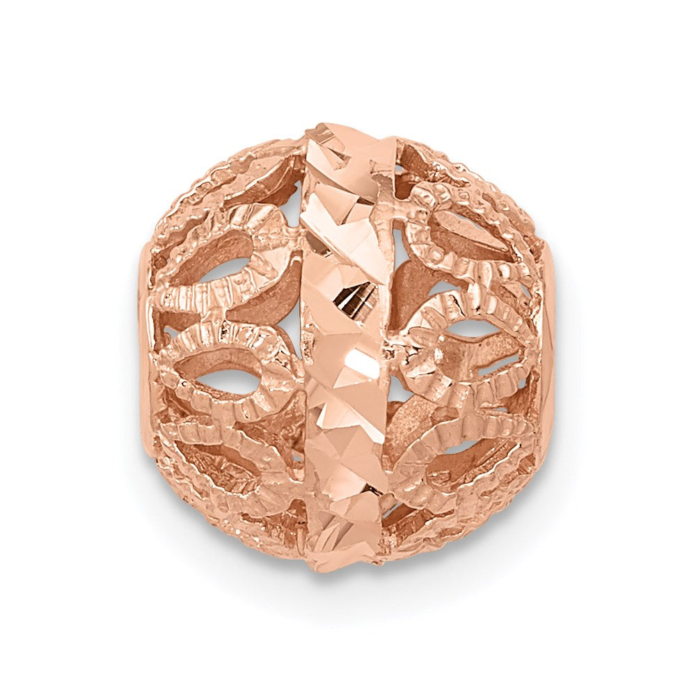 Alternate view of the 14k Rose Gold Diamond-Cut Filigree Ball Chain Slide, 10mm (3/8 inch) by The Black Bow Jewelry Co.