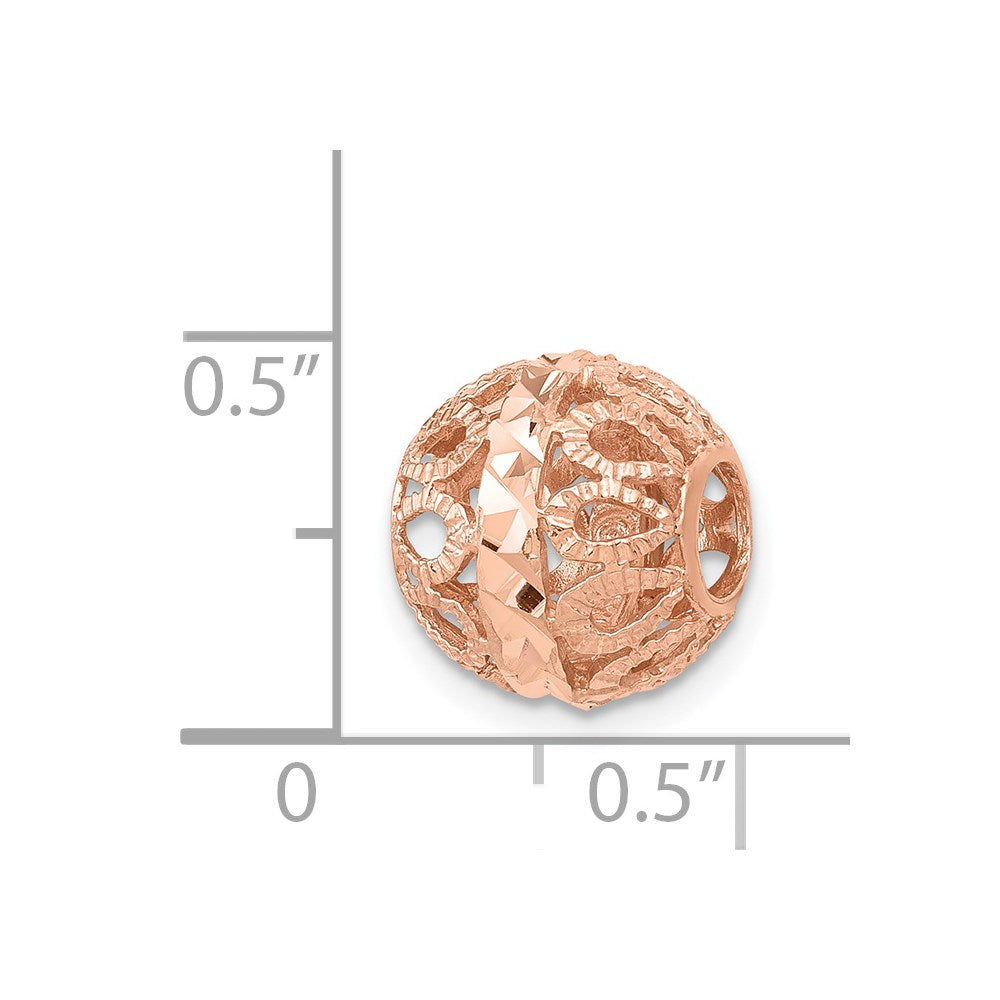 Alternate view of the 14k Rose Gold Diamond-Cut Filigree Ball Chain Slide, 10mm (3/8 inch) by The Black Bow Jewelry Co.