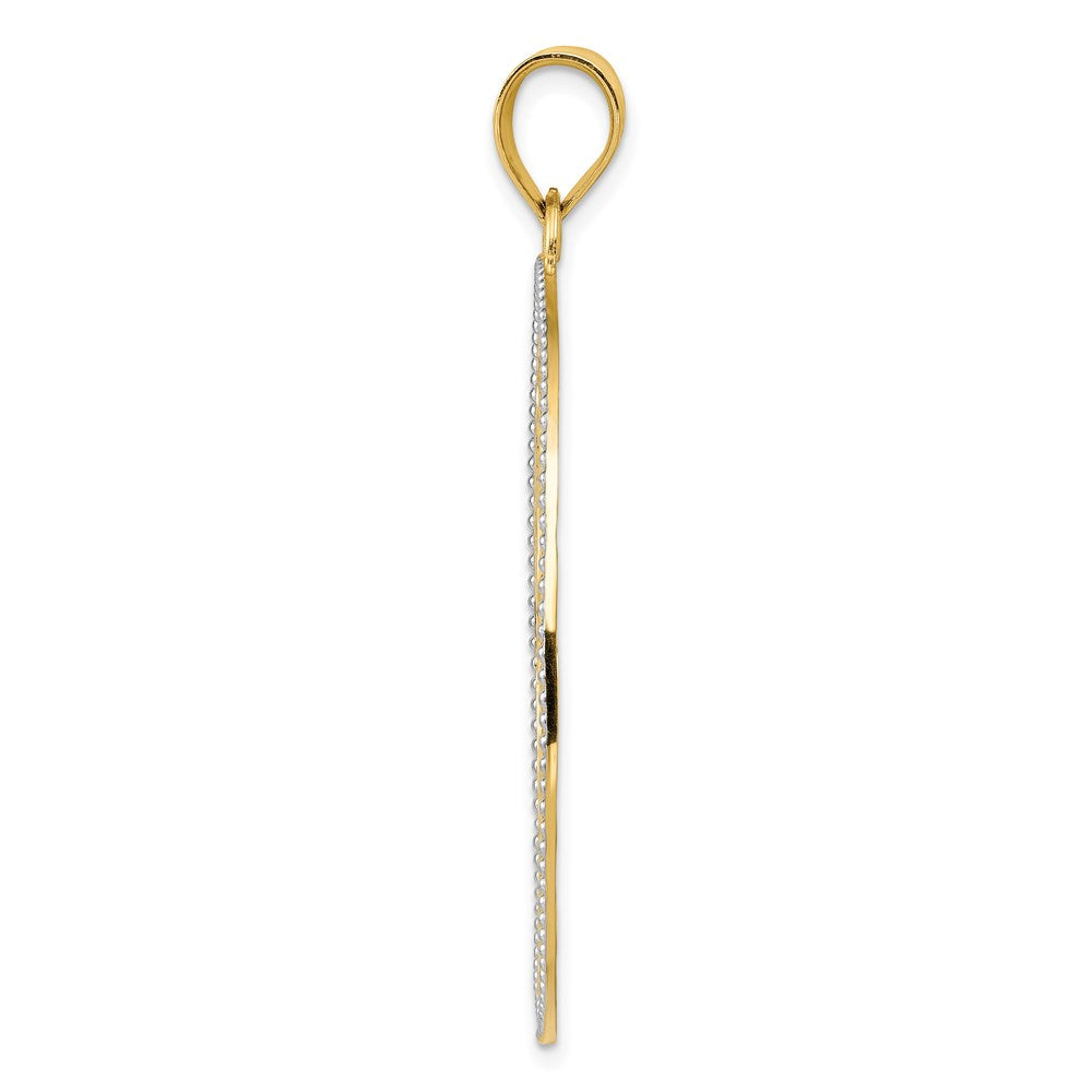 Alternate view of the 14k Yellow Gold & White Rhodium D/C Ornate Circle Pendant, 38mm by The Black Bow Jewelry Co.