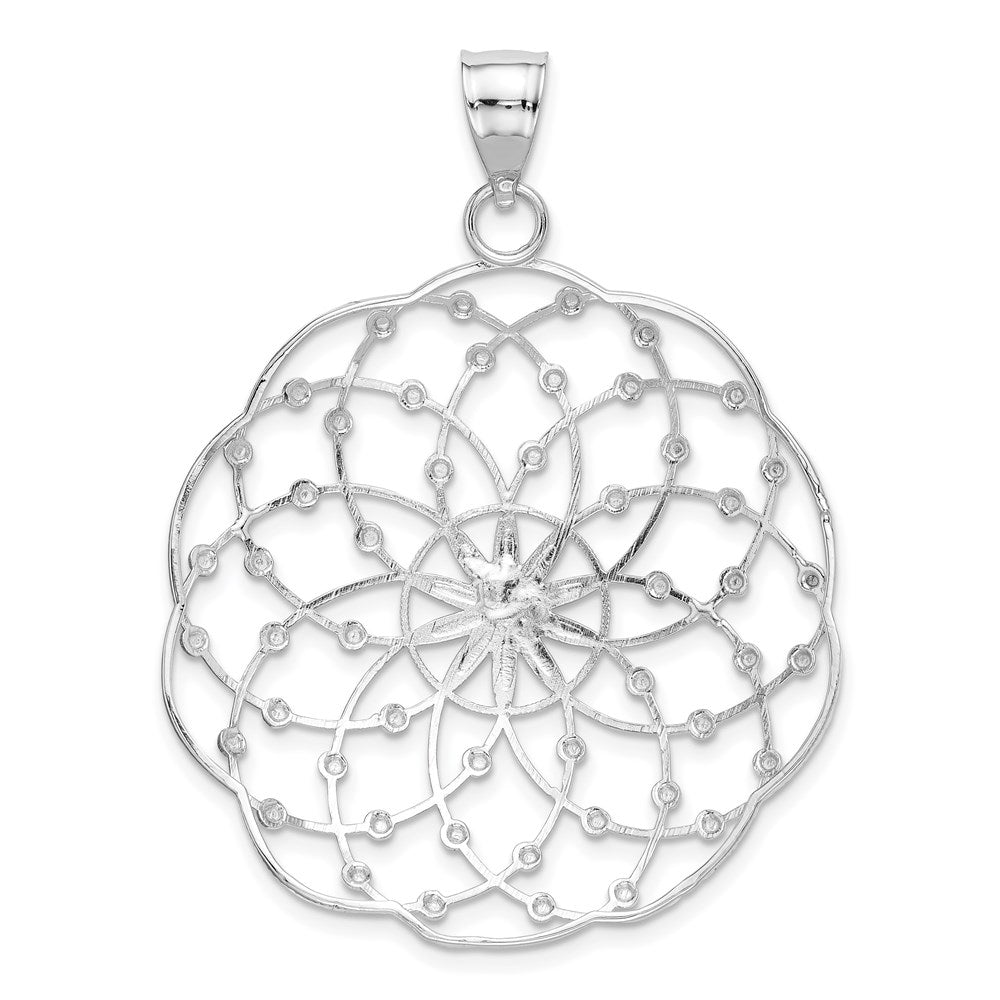 Alternate view of the 14k White Gold Scalloped Ornate Pendant, 38mm (1 1/2 inch) by The Black Bow Jewelry Co.
