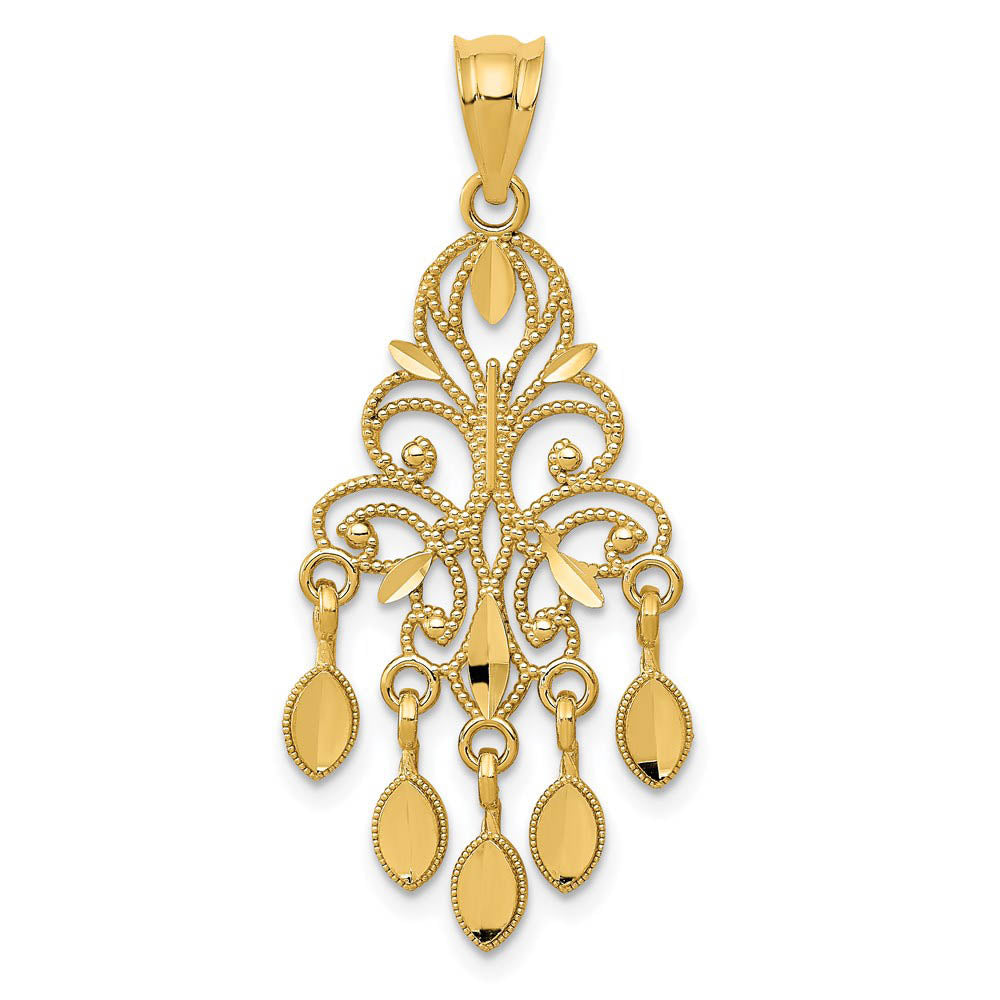 14k Yellow Gold Chandelier Pendant, 15mm (9/16 inch), Item P26625 by The Black Bow Jewelry Co.