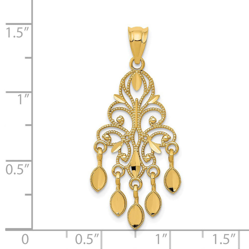 Alternate view of the 14k Yellow Gold Chandelier Pendant, 15mm (9/16 inch) by The Black Bow Jewelry Co.